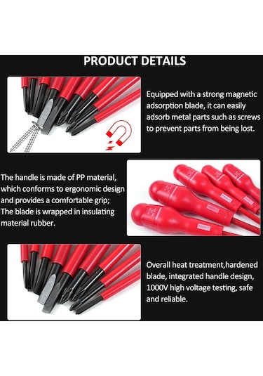 Penggong Yalıtımlı Tornavida Seti 1000v Yalıtımlı Elektrikçi Tornavida 4 Yıldızlı