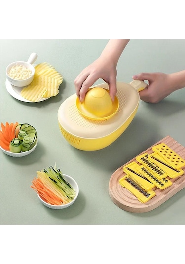 Altı-in-bir Çok Fonksiyonlu Mandolin Dilimleyici Patates İpek Rendesi Dilimleyici Sarı