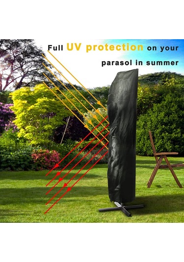 Aubyhe 9-13 Ft Kasa Kollu Şemsiye Kılıfı, Siyah, Zipli Ve Çekmeceli, Yağmur Ve Rüzgar Direnci, Uv Koruma, 210 Oxford Kumaşı