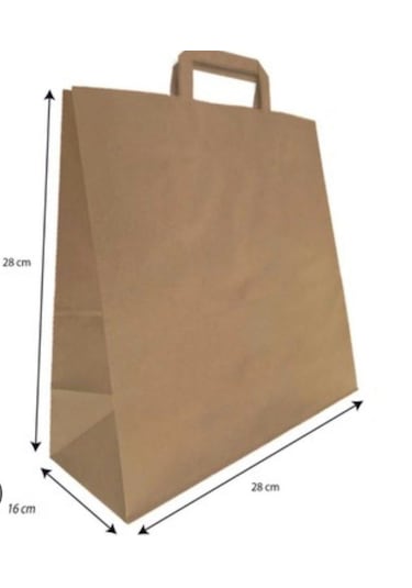 Kraft Kağıt Saplı Karton Çanta 28x16x28 -25 Adet