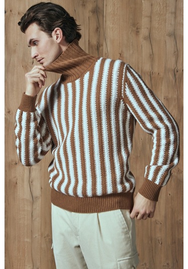 Gran Sasso Erkek Kazak 13121 22647 117 Kahve Kahverengi