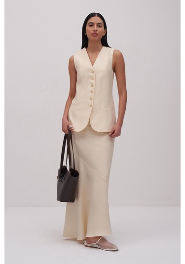 Ekru Luciano Maxi Etek Ekru