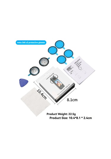 Maiyame Insta360 One X3/x2 Kamera Lens Koruyucu, Ön-arka Tam Kaplama, Yüksek Işık Geçirgenliği, Darbe Dayanıklı, Tam Uyumlu Cam Koruma