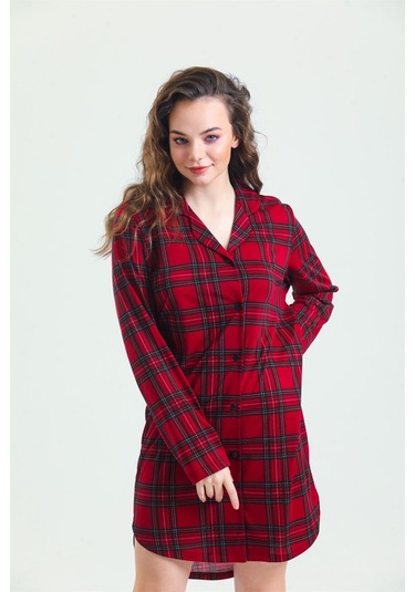 Magic Form 87764 Kadın Önden Düğmeli Gecelik-bordo Bordo