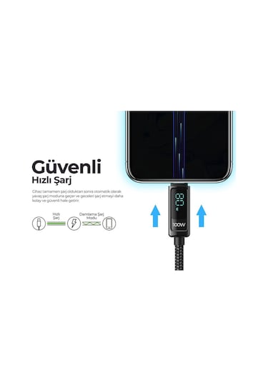 Havit CB6247 PD100W Type-C To Type-C Göstergeli Şarj Kablosu