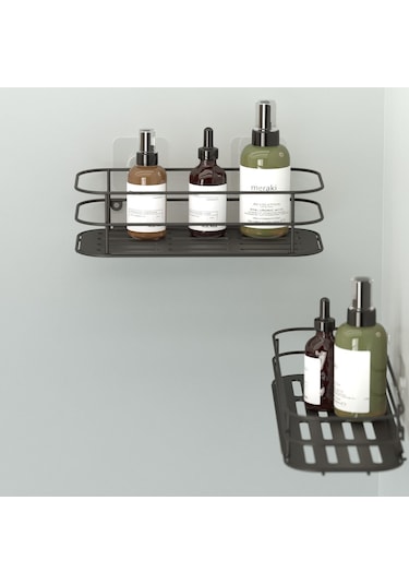 TEKNOTEL YAPIŞKANLI BANYO&MUTFAK RAFI MAT SİYAH SET ST122-3 Çok Renkli