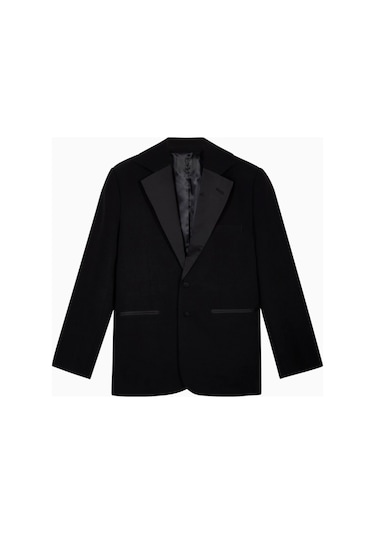 Because Of Alice Satin Detail Single Breasted Blazer Oversize Tek Düğmeli Kadın Ceket Siyah