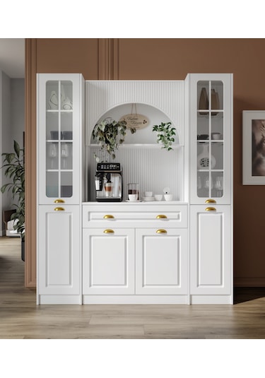 Guneystore Armoni Gold Maxi Kahve Köşesi Komple Mdf Beyaz
