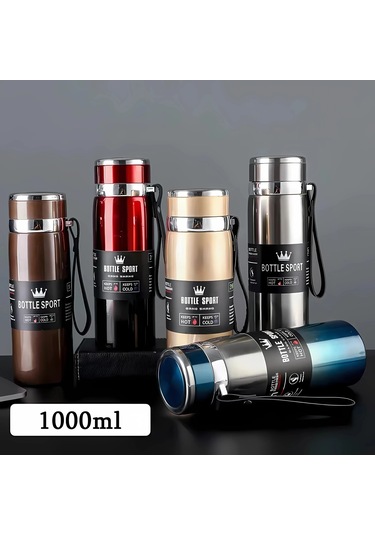 Liangmei 1l Yalıtımlı Su Şişesi Sıcak Ve Soğuk Su Şişesi Termos Bordo