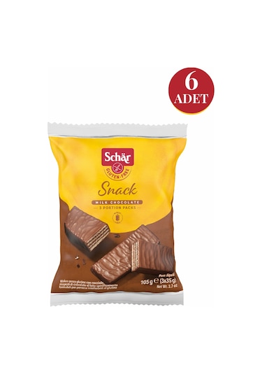 Schar Snack Glutensiz Çikolata Kaplı Fındıklı Gofret 6'lı 3 x 35 G