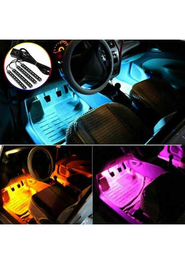 Oto Araç Içi Ayak Altı Led Aydınlatma 12 led Kumandalı Oto Şerit
