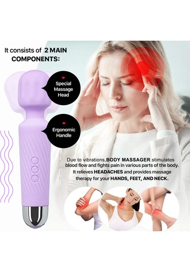 Xindoker Cilt Dostu Silikon Gövde Masaj Cihazı - 20 Farklı Mod Ve 8 Hız Ayarı İle Tüm Vücut Bölgelerine Profesyonel Masaj Mor