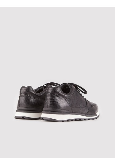 Hakiki Deri Siyah Bağcıklı Erkek Spor Ayakkabı-Siyah (521641476) Siyah