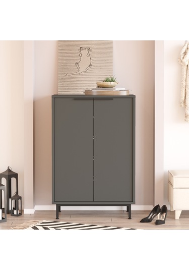 Robin Home Rio Ayakkabılık Metal Ayaklı 5 Raflı Antrasit