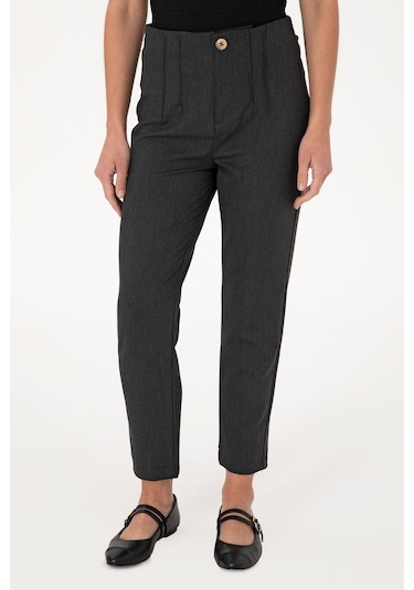 U.S. Polo Assn. Kadın Antrasit Carrot High Waist Fit Kanvas Pantolon 50309121-VR006 U.S. Polo Assn. Kadın Antrasit Carrot High Waist Fit Kanvas Pantolon 50309121-VR006