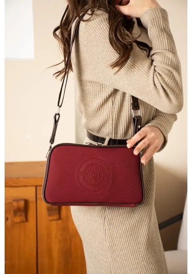 Just Polo Kadın Günlük Kullanıma Uygun Lakoste Ayarlanabilir Askılı Lüks Omuz Çantası Shoulder Bag Bordo