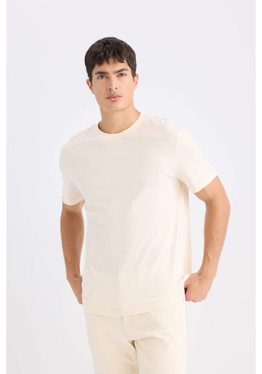 Defacto Pamuk New Regular Fit Bisiklet Yaka Basic Düz Kısa Kollu Tişört - Ekru V7699AZ25SPER98 Defacto Pamuk New Regular Fit Bisiklet Yaka Basic Düz Kısa Kollu Tişört - Ekru V7699AZ25SPER98