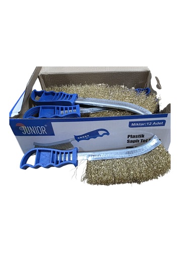Junior 260mm Plastik Saplı Tel Fırça 12 Adet