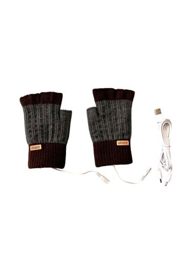 Suntek Usb Isıtmalı Eldivenler Bilgisayar Ofis İşi Kahve Kahve Kahverengi