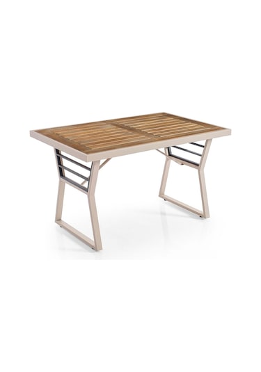 Lara Metal Puflu Bahçe Balkon Takımı 3+1+1+Ahşap Masa Cappuccino