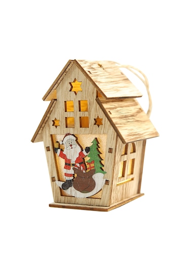 Reedark Noel Işıklı Ahşap Ev Dekoru - Dıy Aydınlatmalı Kulübe, Bar/kafe Süsü, Hediye Seçeneği Diğer