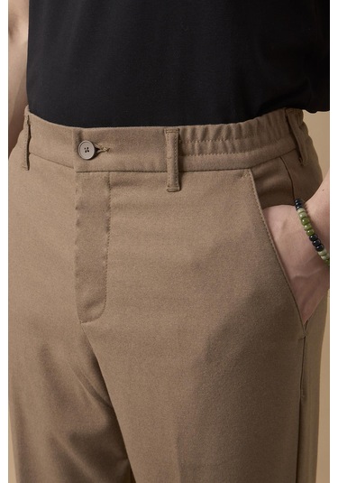 Braccas Erkek Beli Lastikli Vizon Chino Pantolon Vizon