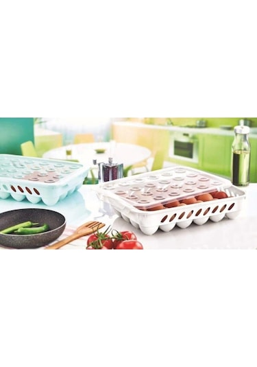 Yumurta Kapalı Saklama Kabı 24'lü Beyaz Çok Renkli