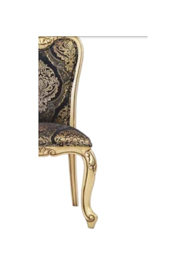 Bengimobilya Sandalye Zus003 Klasik Model Yaldızlı Nakışlı Kumaş Gold Oymalı K