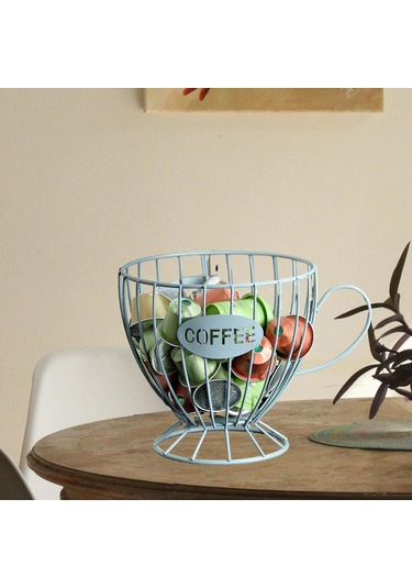 Suntek Kahve Kapsül Düzenleyici Depolama Sepeti Ekran Ev Dekoru Mavi