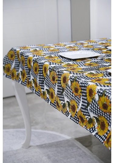 Sufre Sıvı Geçirmez Masa Örtüsü Sofra Bezi Sofra Örtüsü Piknik Örtüsü Ayçiçeği Siyah