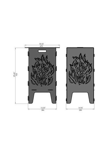 Ateş Çukuru Alev Desenli Portatif Dekoratif Mangal