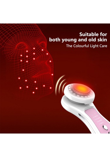 Hangfox Ev İçi El Tipi Radyo Frekanslı Cilt Bakımı Aleti - Mikroakım İçeri Aktarımı, 4 Renkli Işık Modu, 2 Seviye Güç Ayarı, Beyaz