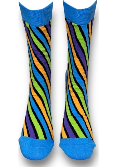 Me-vo Tekli Mavi Renkli Unisex Esnek Nem Alabilen Pamuklu Çizgili Soket Çorap Mavi