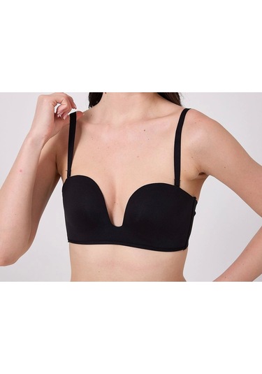 Freshness Msf05 Destekli V Dekolte Lazer Kesim Sütyen Siyah