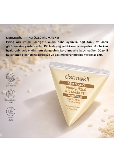 Dermokil Beyazlatıcı Etkili Pirinç Özü Kil Maske 9 Ml