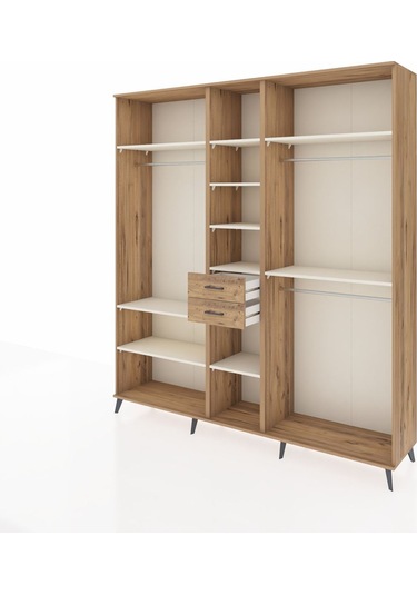 Hyperion Dolap 10 Raflı 2 Çekmeceli 3 Askılı 220x44x243 Çam-aytaşı/çam Aytası/atlas Çam