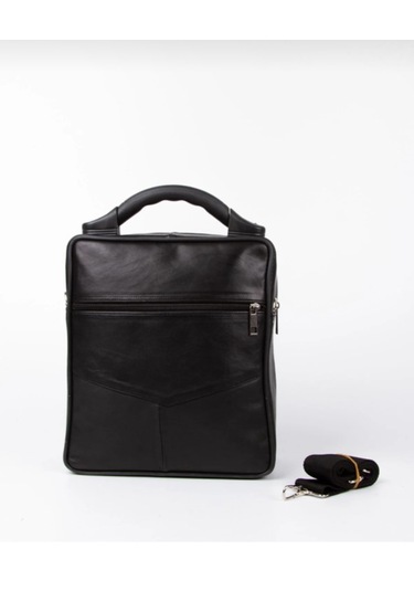 Newish Polo Hakiki Deri Plastik Saplı Postacı El Omuz Çantası Dik Büyük-kasasız Siyah - Siyah