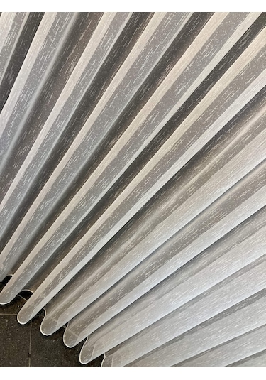 Perdefony Ekru Şantuk Çizgili Düz Tül Perde