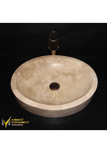 Traverten Oval Tasarım Lavabo