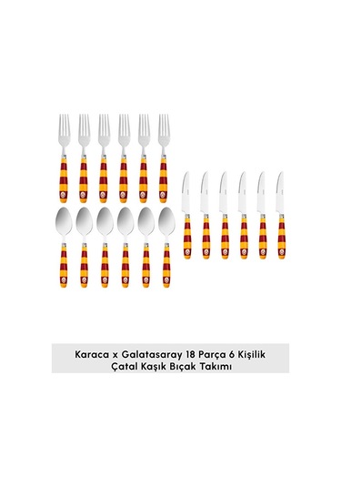 Karaca X Galatasaray 18 Parça 6 Kişilik Çatal Kaşık Bıçak Takımı Kırmızı