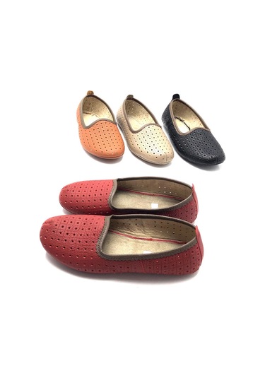 Hakiki Deri Hava Alabilir Delikli Hac Umre Tavaf Patiği Ve Ev Ayakkabısı Bordo