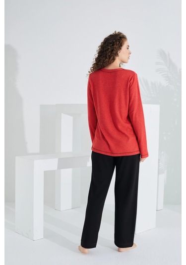 Etoile 98405 Kadın %100 Pamuk Pijama Takımı Kırmızı Çok Renkli