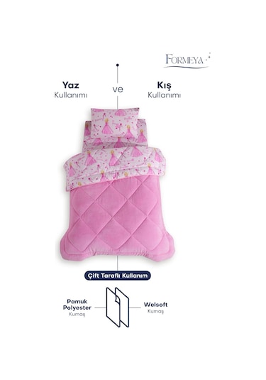Formeya Princess Desenli Tek Kişilik Çift Taraflı Wellsoft Yorgan