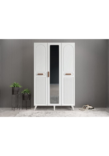 Monere Membran 3 Kapaklı Portmanto Montaj Dahil Beyaz 105 Cm