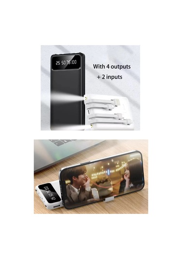4 Çıkışlı Digital Göstergeli Fenerli 10.000 Mah Powerbank