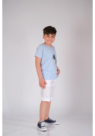 Kısa Kol Pamuk Tişört Mavi Punky Animals 2022-B-0003