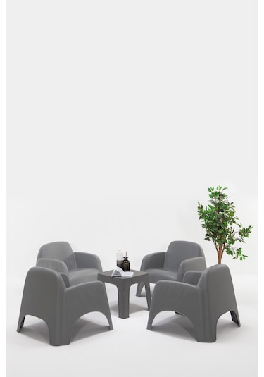 Şile Pratik Bahçe, Balkon Oturma Grubu 1+1+1+1+s - Gri
