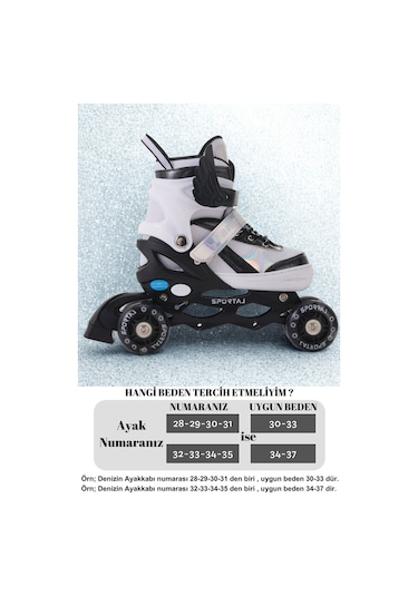 Melek Kanatlı Işıklı Çocuk Pateni Silikon Teker Ayarlanabilir Paten Taşıma Çantalı Siyah Siyah