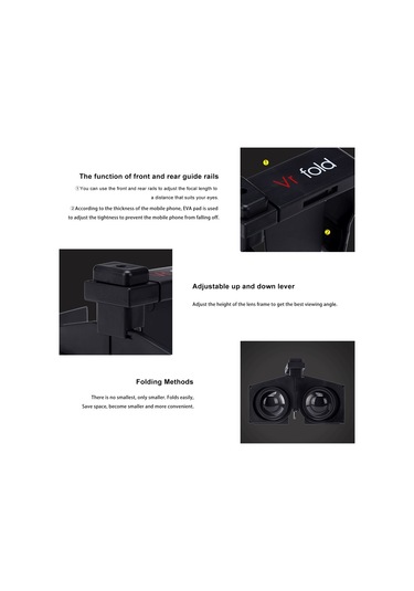 Vr Katlama V1 Panoramik Görünüm Kullanışlı Katlanır Vr Gözlük Siyah