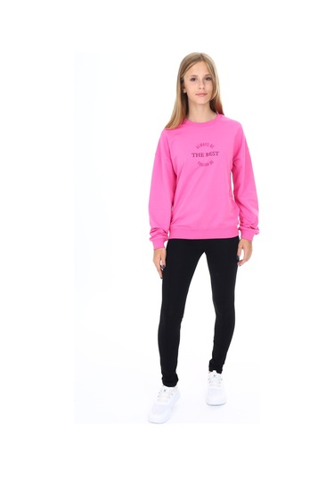 Toontoy Kız Çocuk Baskılı Taytlı Takım Açık Fuşya